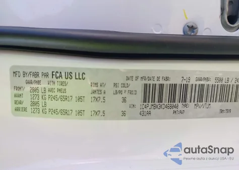 2019 Jeep Cherokee Trailhawk z USA, uszkodzony, nr VIN 1C4PJMBX3KD468040